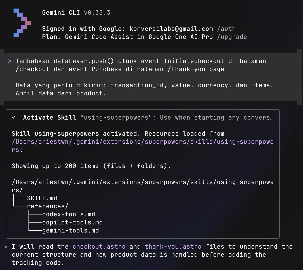 Contoh prompt AI coding tools untuk dataLayer