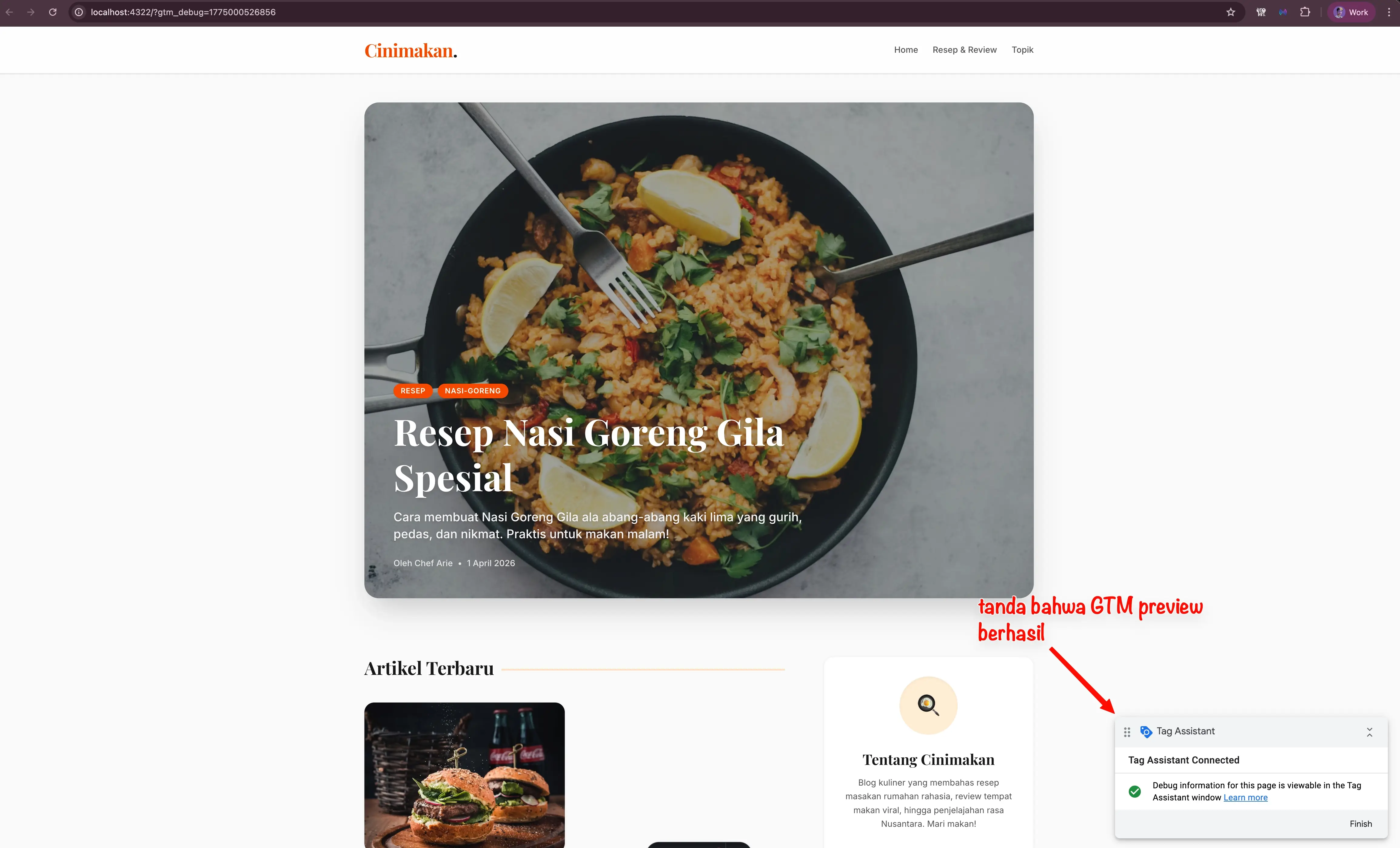 Tag Assistant Connected di website
