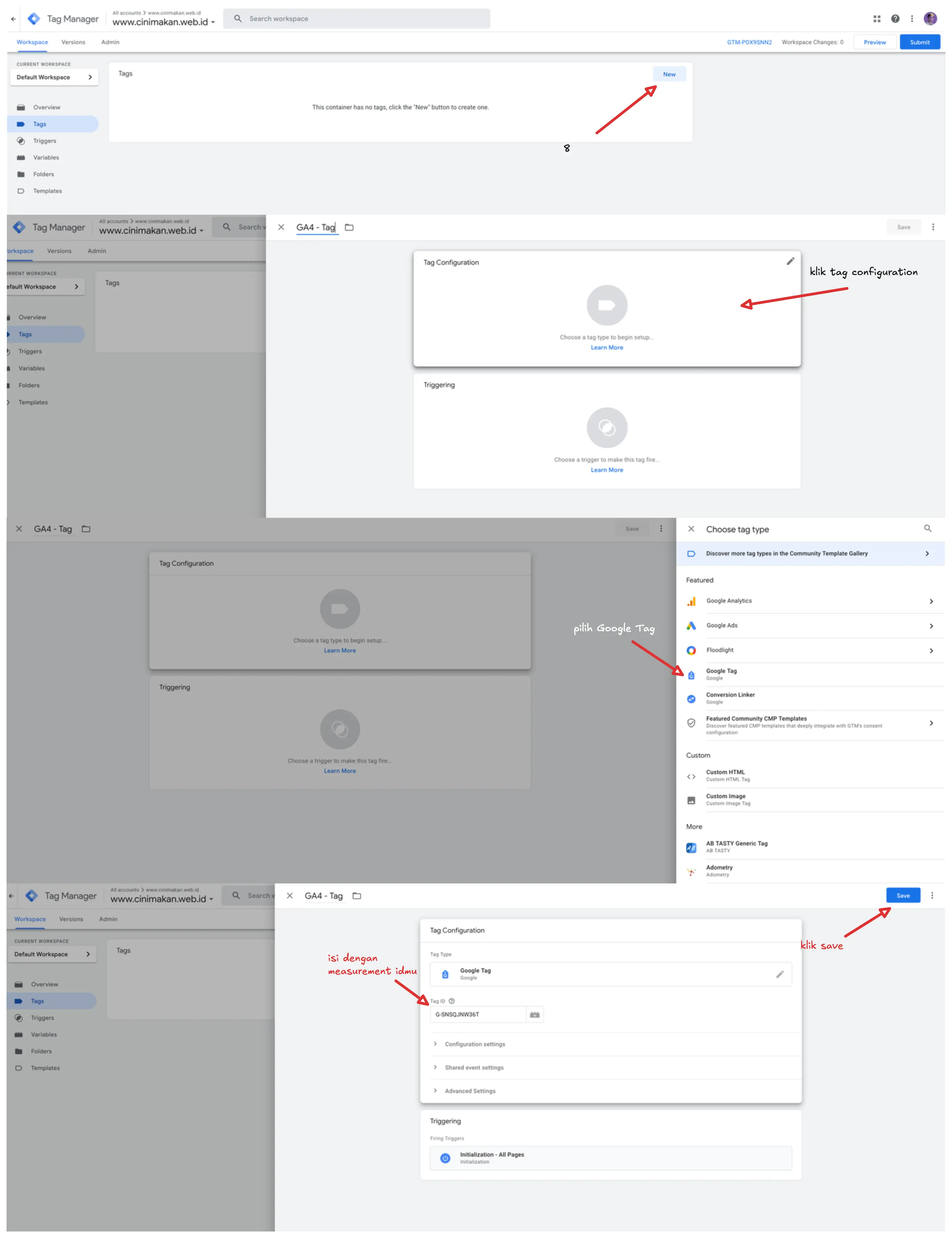 Langkah-langkah membuat Google Tag di GTM